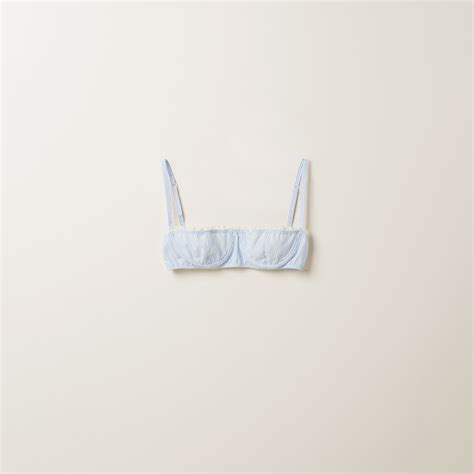 miu miu bra white|White/light Blue Poplin Bra .